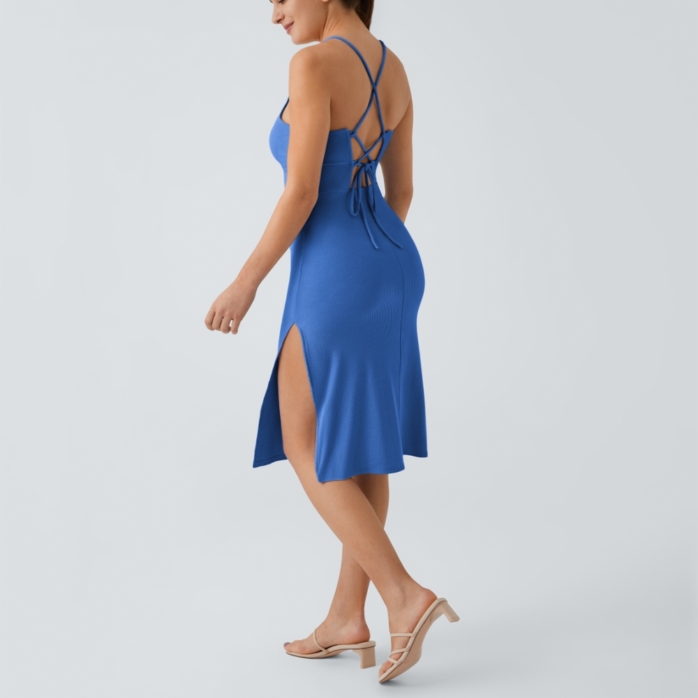 Elegant Blue Strappy Dress